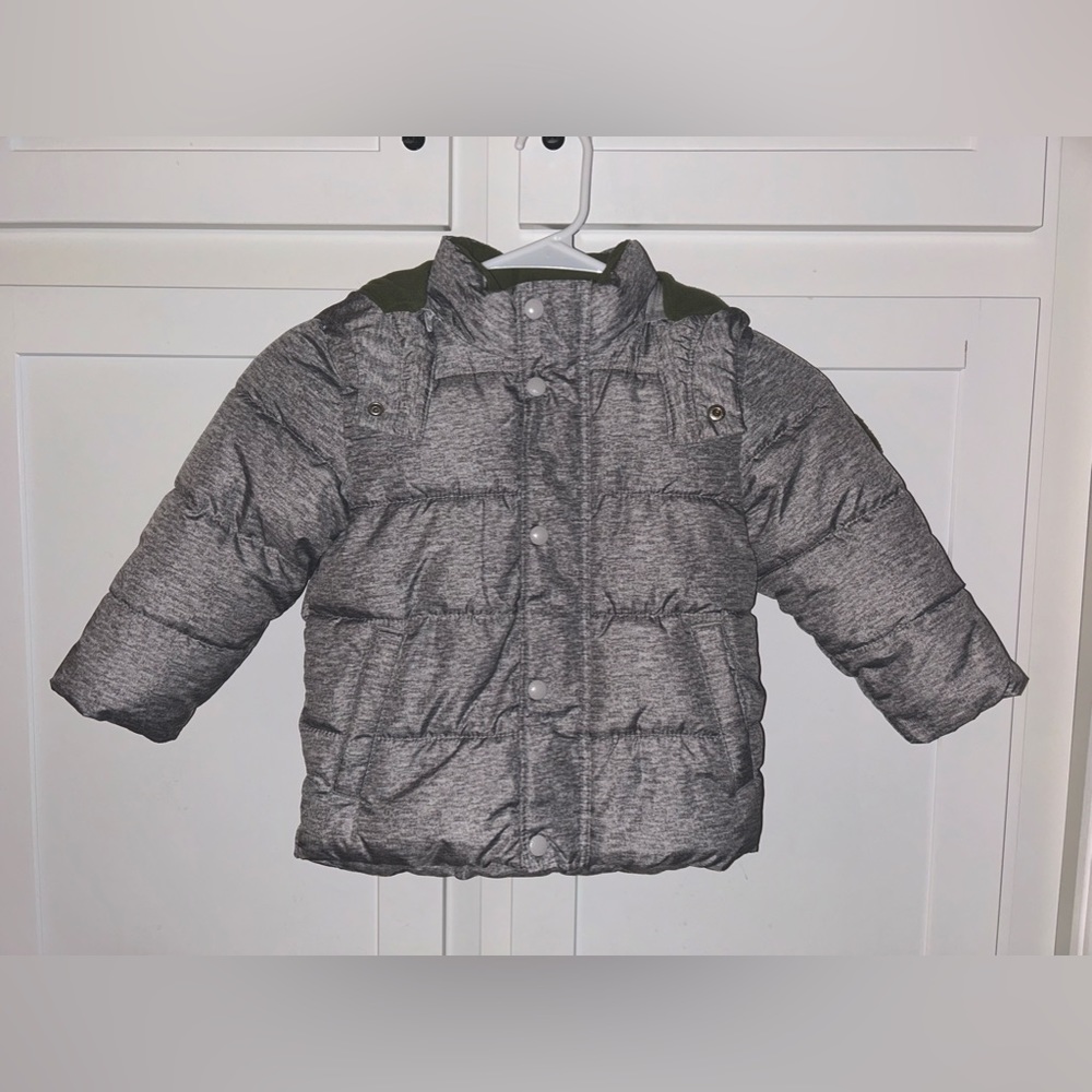 Baby Gap Sz 2 Yr Heather Grey Jacket Winter Coat w/ Hood Cold Control Max Puffer